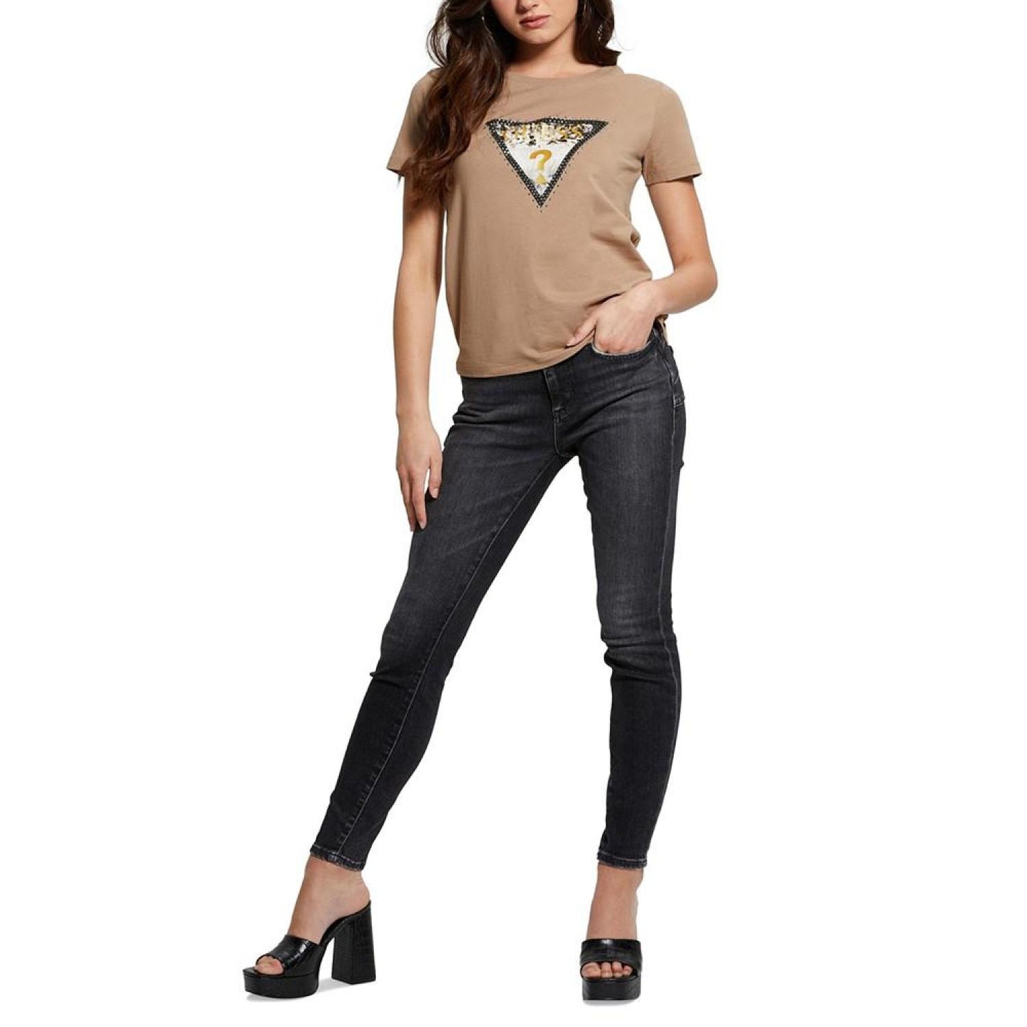 Women's Cotton Studded Logo T-Shirt