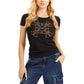 Women's Crewneck Embellished-Logo Short-Sleeve Top