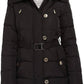 Fur Trim Hooded Down Coat In Black