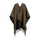Reversible Logo Plaid Fringe Kimono