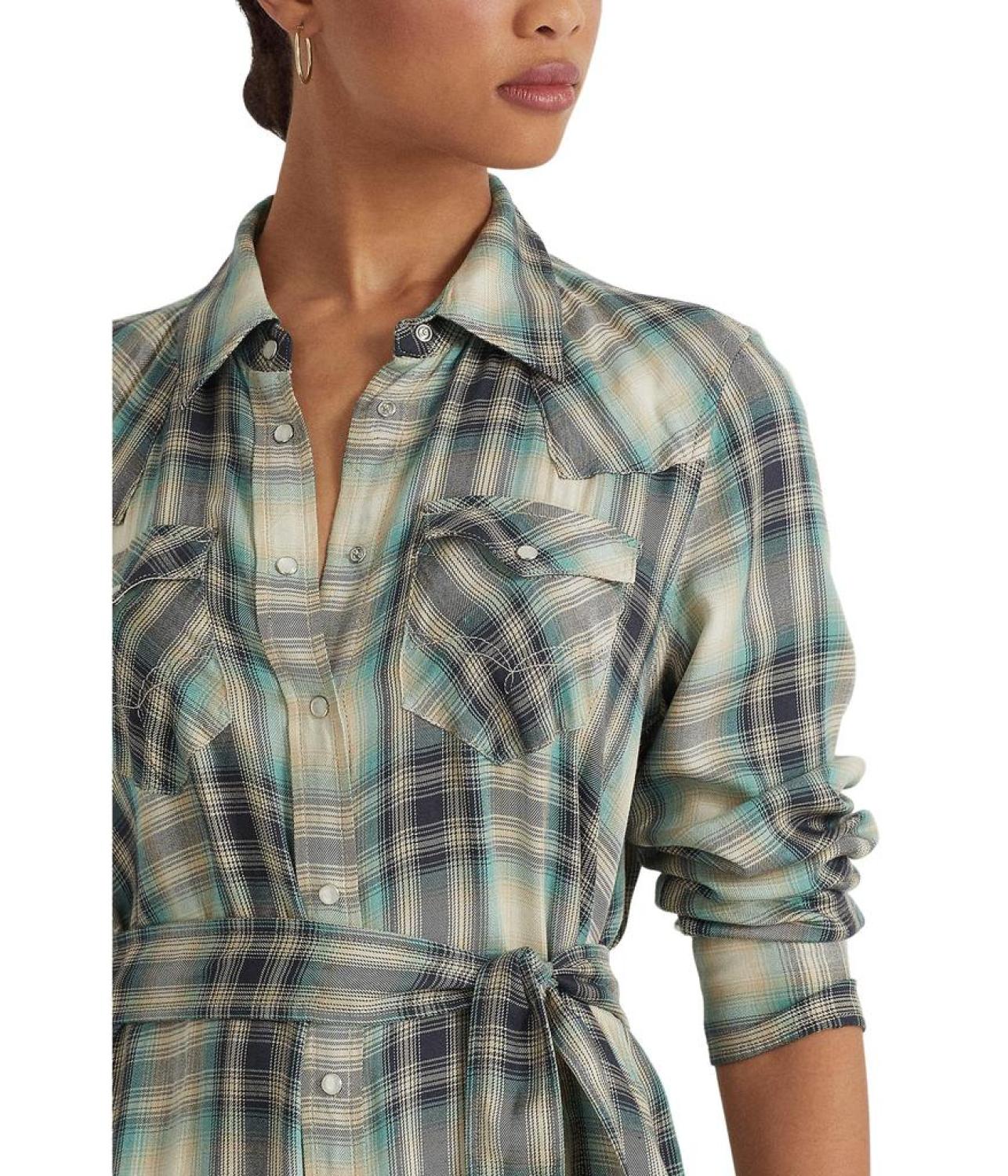 Plaid Twill Shirtdress