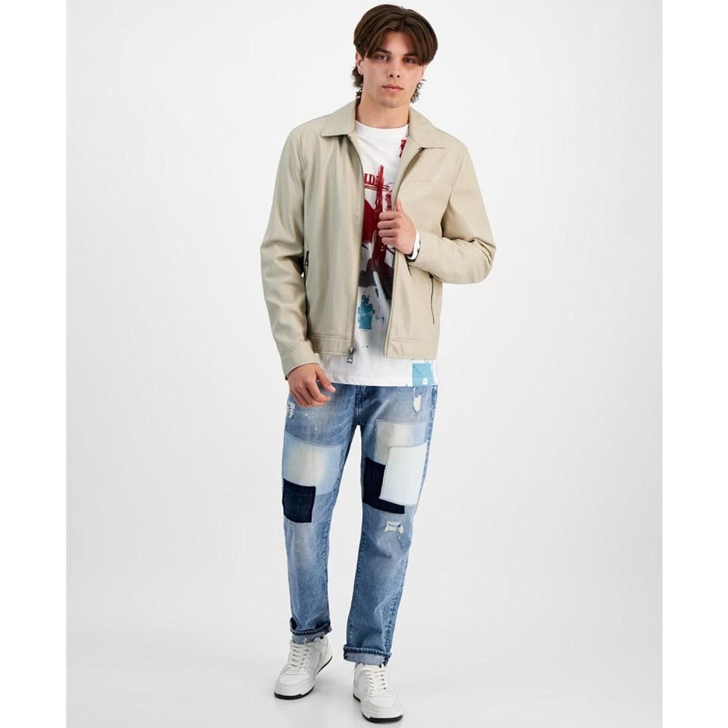 Men's District Faux Leather Zip-Up Jacket