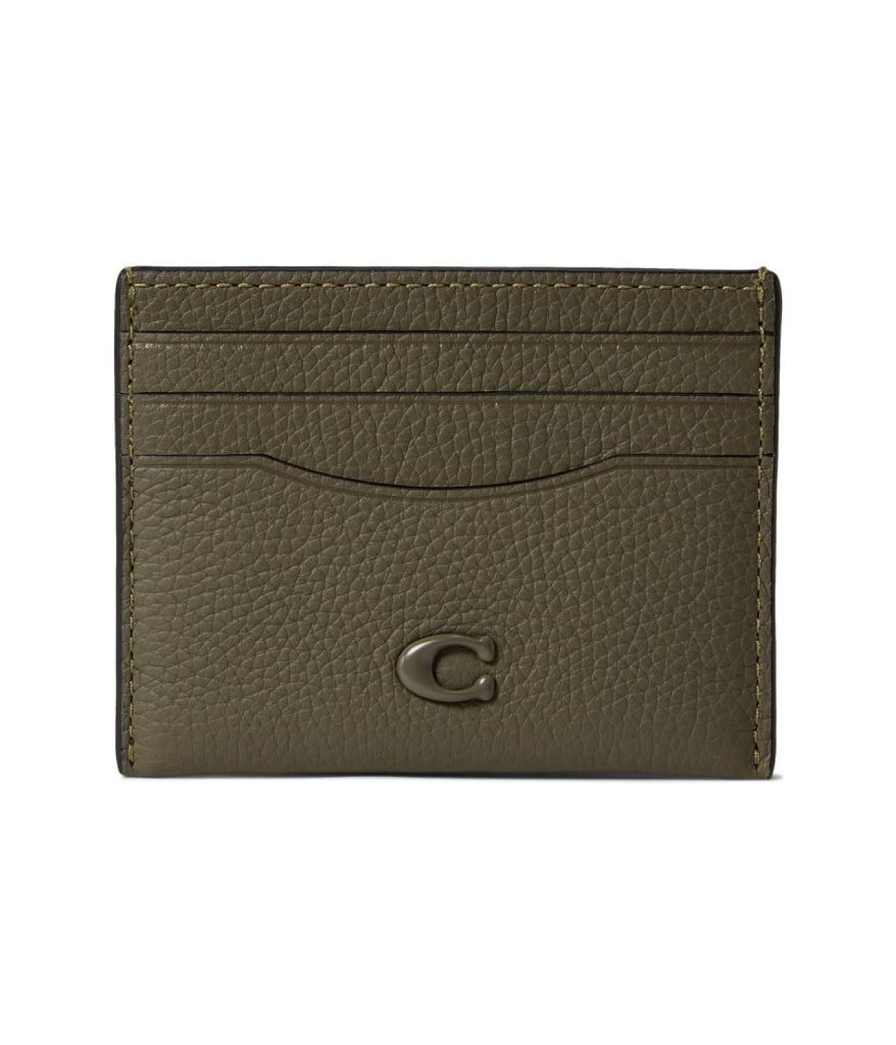 Flat Card Case in Pebble Leather w/ Sculpted C Hardware Branding
