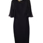 Michael Kors Mid Flounce Sleeve Midi Dress in Black Virgin Wool