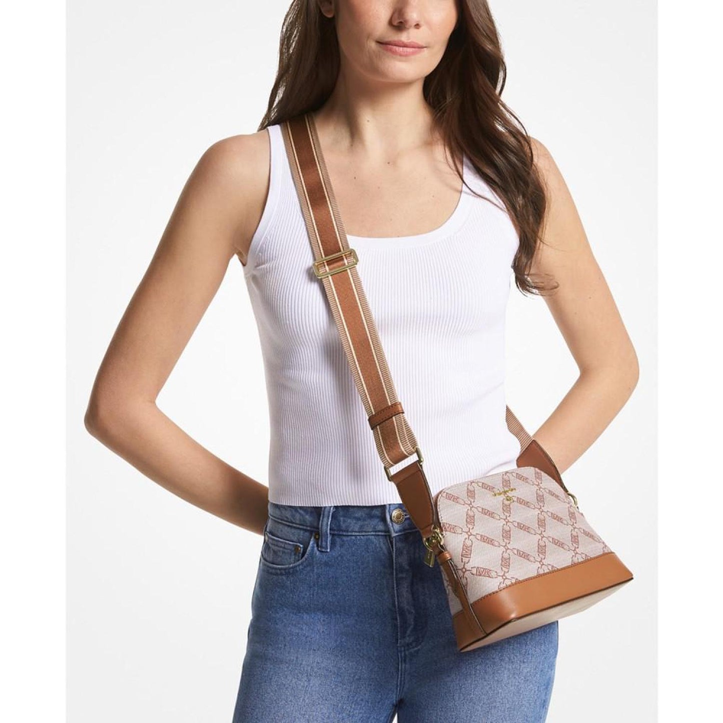 Logo Jet Set Charm Large Dome Crossbody with Webbing Strap