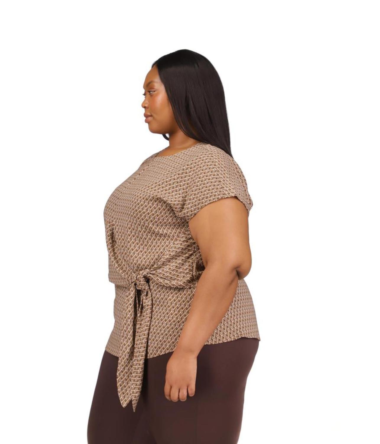 Plus Size Geo Tie Blouse