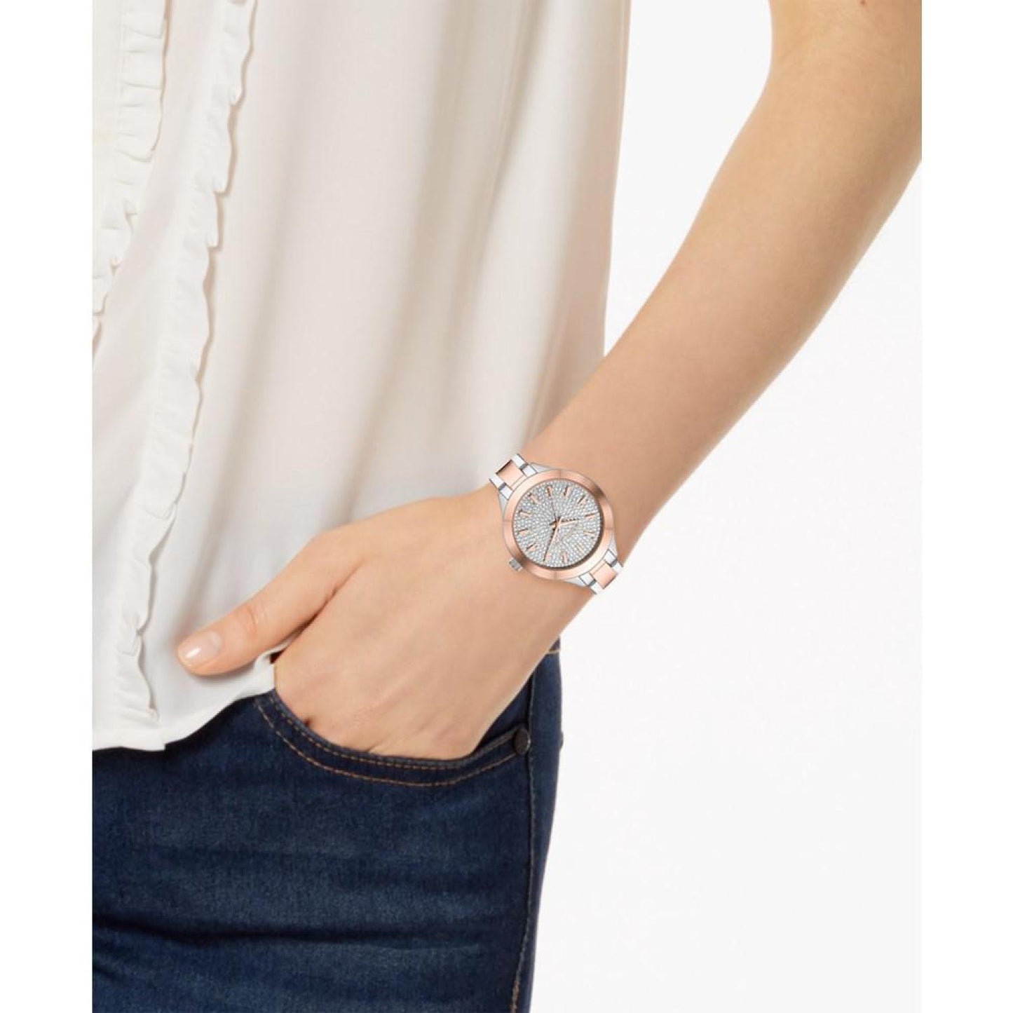 Women's Slim Runway Two-Tone Stainless Steel Bracelet Watch Set 38mm, 2-Piece