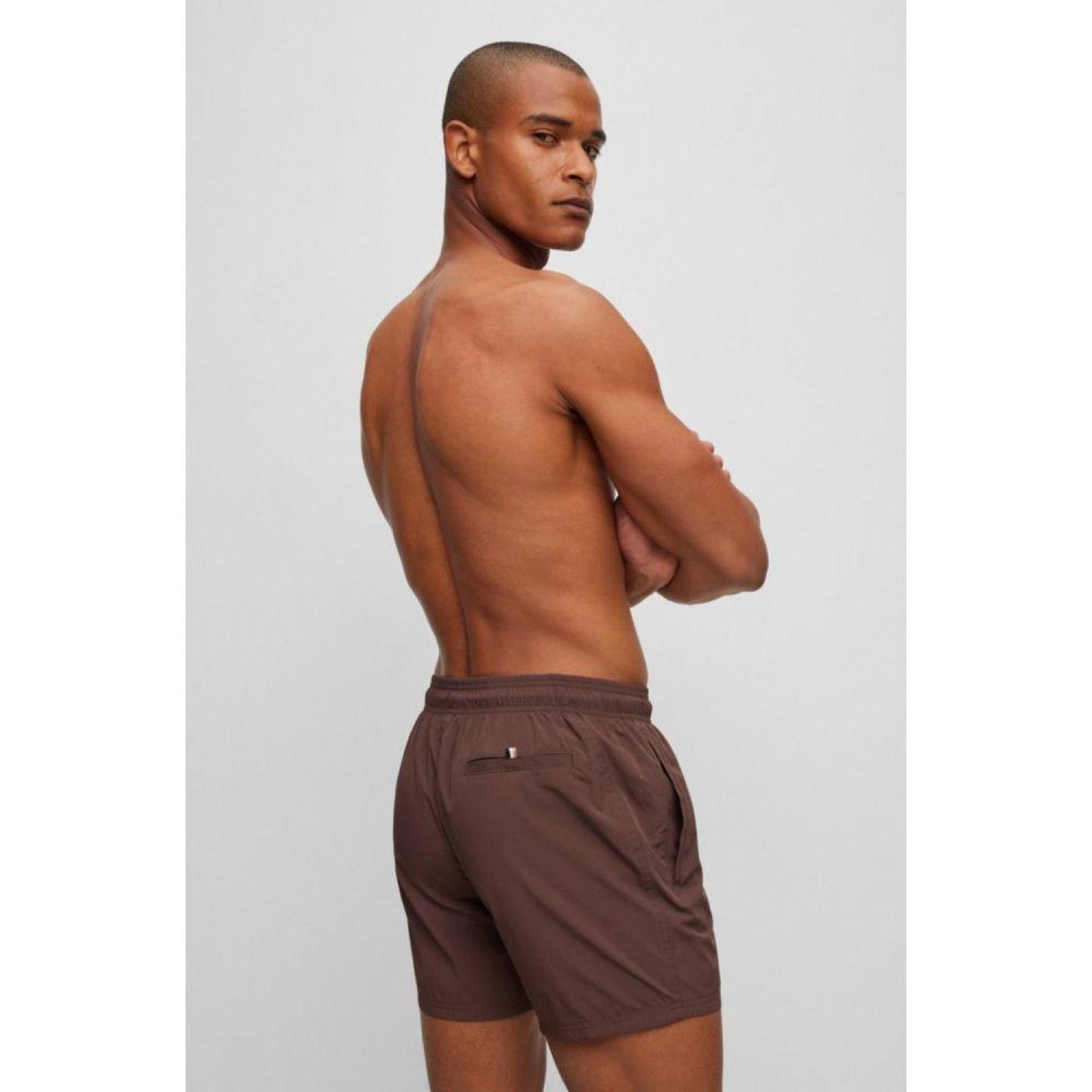Quick-dry swim shorts with large logo print