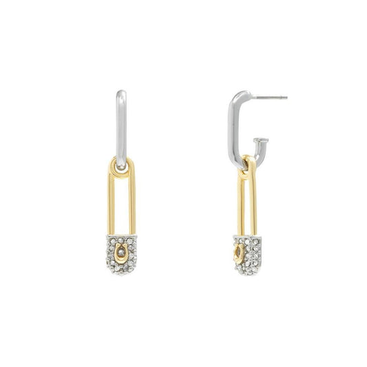 Faux Stone Signature Pin Charm Huggies Earrings