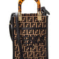 FENDI Sunshine Mini Raffia & Leather Tote