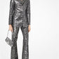 Floral Metallic Jacquard Flared Pants