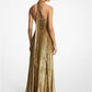 Leopard Metallic Fil Coupé Halter Gown