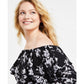 Women's Botanical-Print Off-the-Shoulder Top, P/XS-