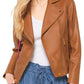 MICHAEL Michael Kors Luggage Leather Moto Jacket