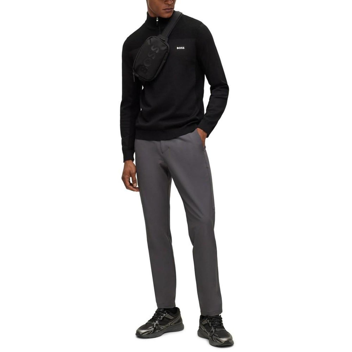 Men's Branded Zip-Neck Sweater