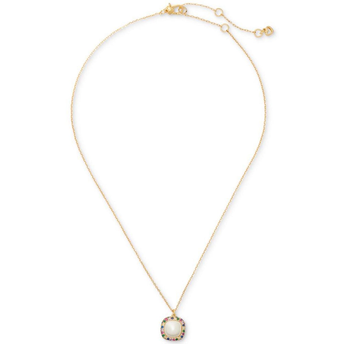 Gold-Tone Pavé & Imitation Pearl Mini Pendant Necklace, 16" + 3" extender