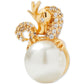 Gold-Tone Pavé & Imitation Pearl Dragon Stud Earrings