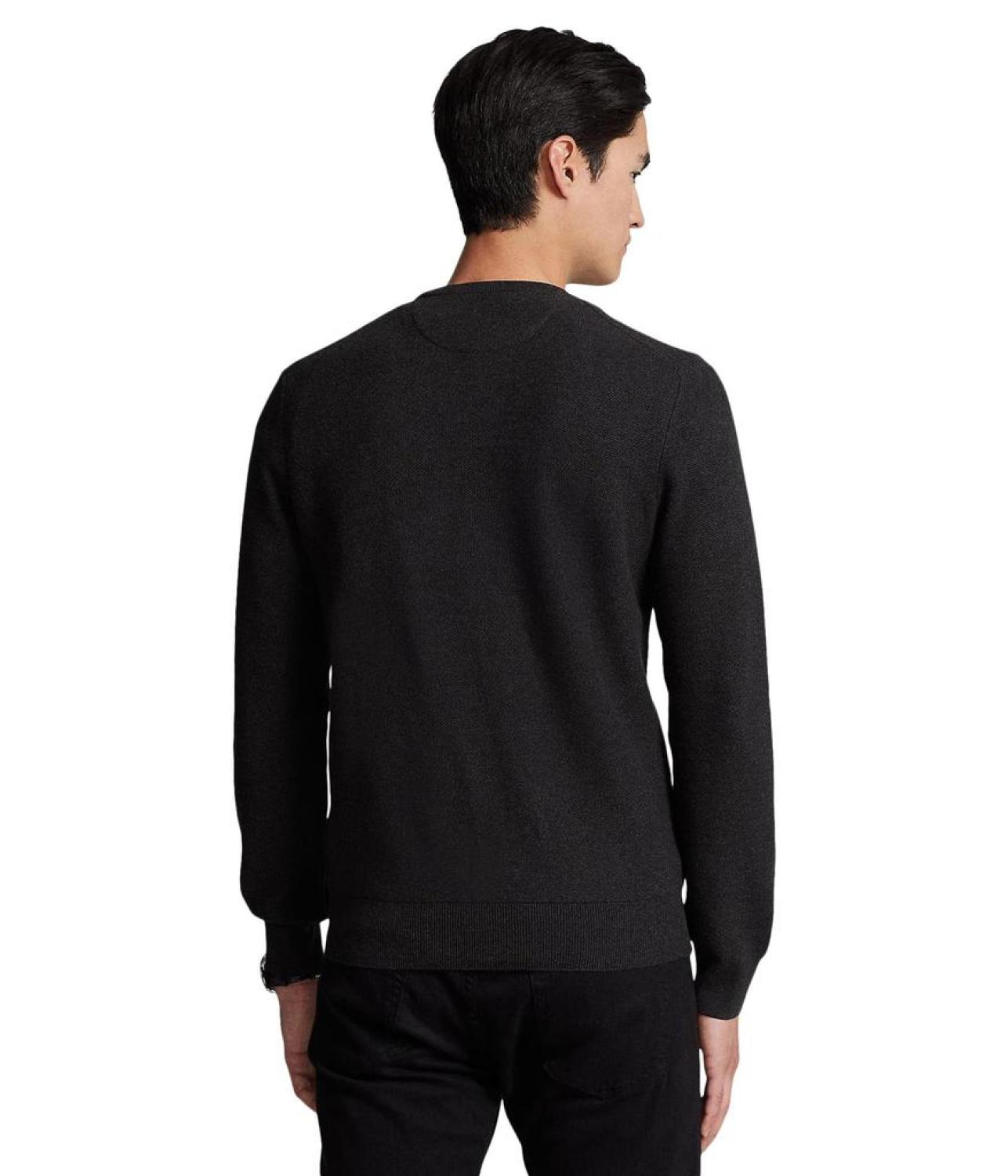 Textured Cotton Crew Neck Sweater