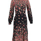Michael Kors Ombre Floral Drop-Waist Dress in Black and Pink Silk
