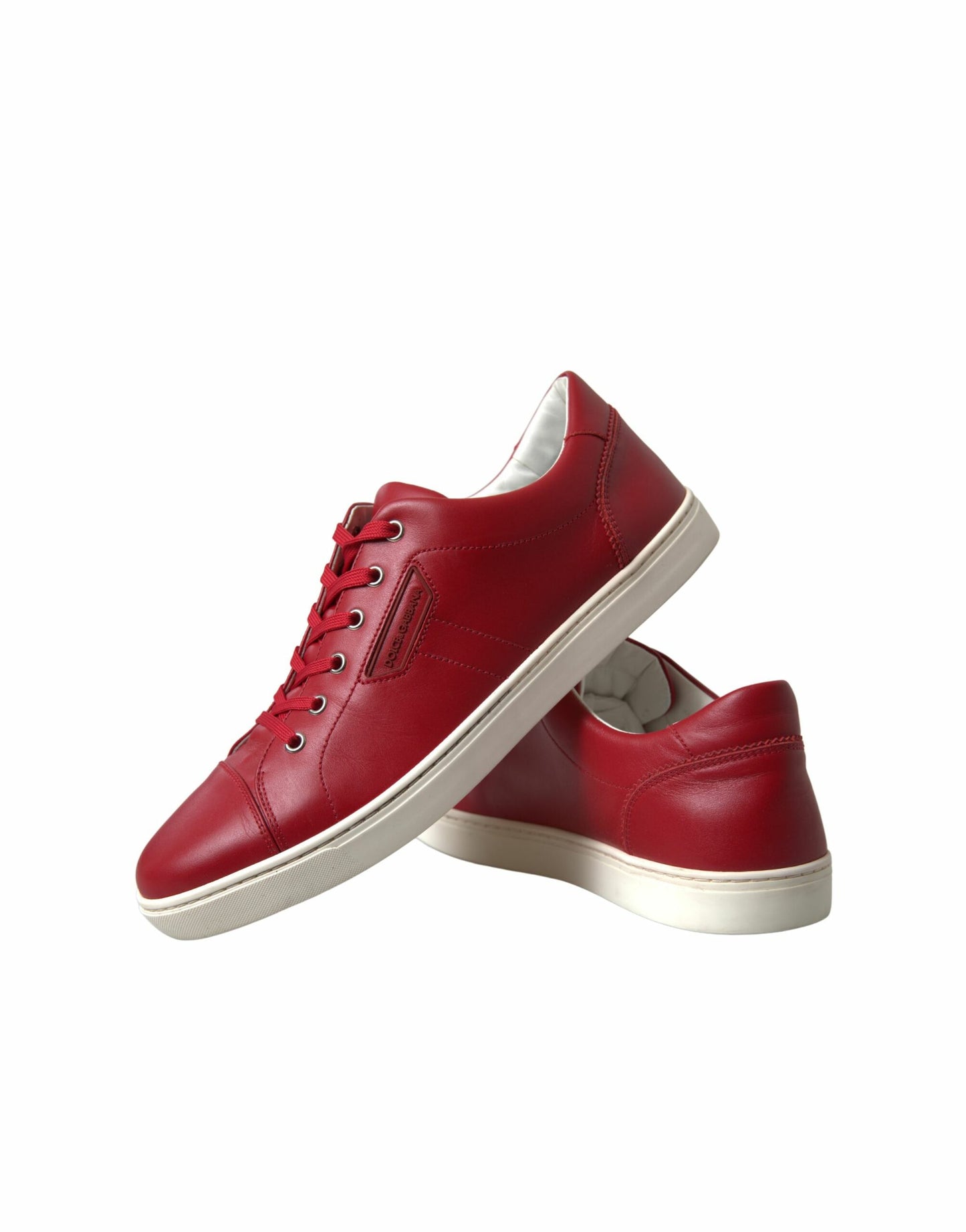 Dolce & Gabbana Elegant Red Leather Low Top Sneakers