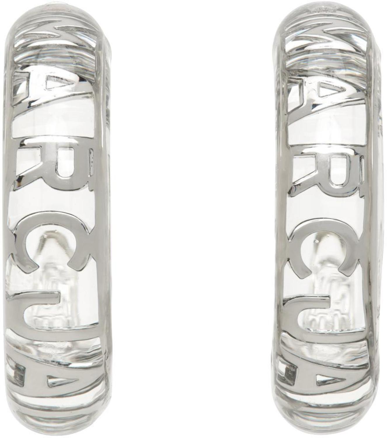 Silver & Transparent 'The Monogram Hoops' Earrings