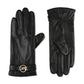 Women's Leather Logo Ornament Gloves