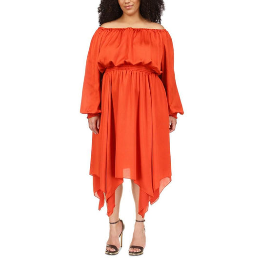 Plus Size Off-The-Shoulder Midi Dress