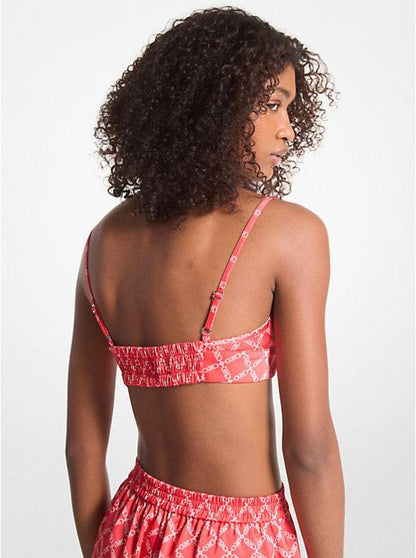 Empire Logo Print Satin Bra Top