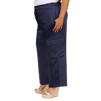 Plus Size Satin Cargo Pants