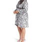 Plus Size Foil Paisley Long Sleeve Flounce Dress