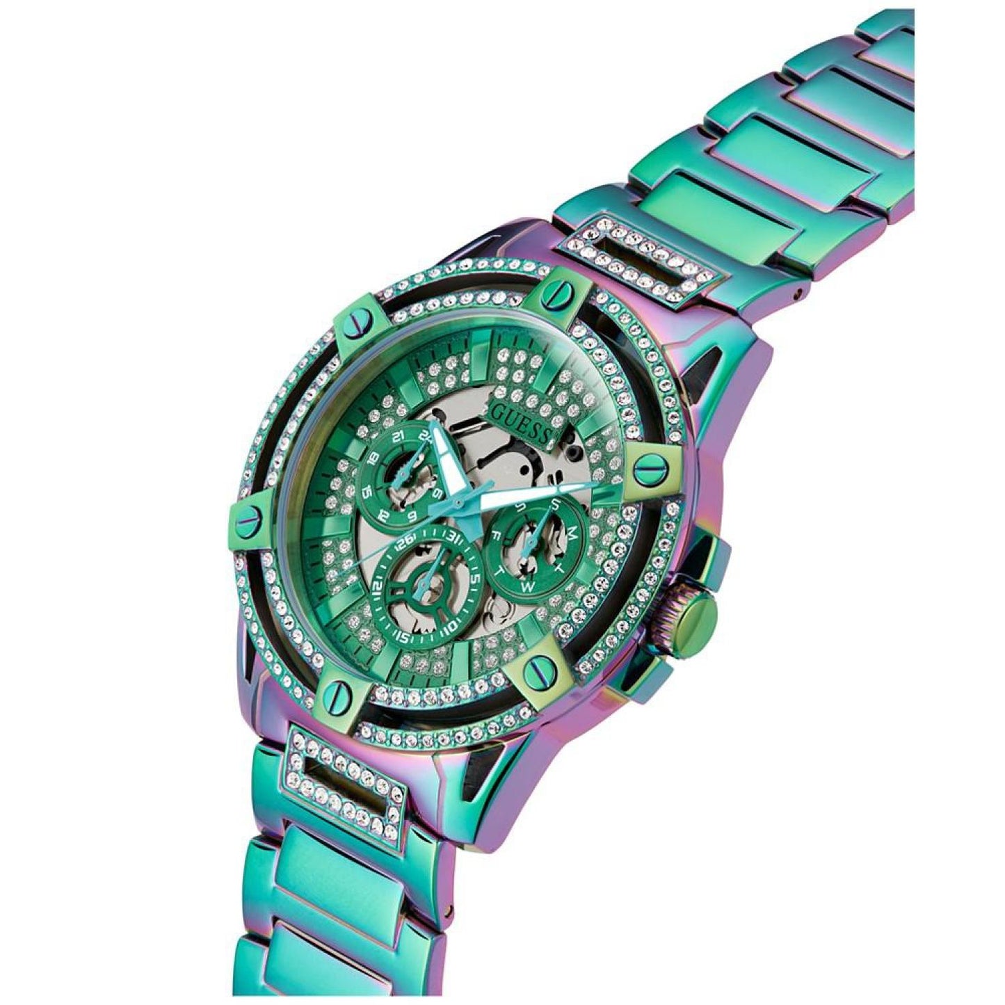 Men's Multi-Function Iridescent Stainless Steel Watch 48mm