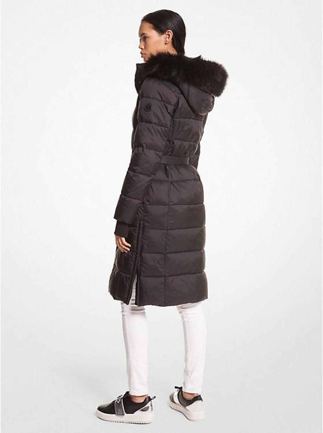 Quilted Nylon Belted Puffer Coat