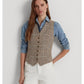 Plaid Linen-Blend Tweed Vest