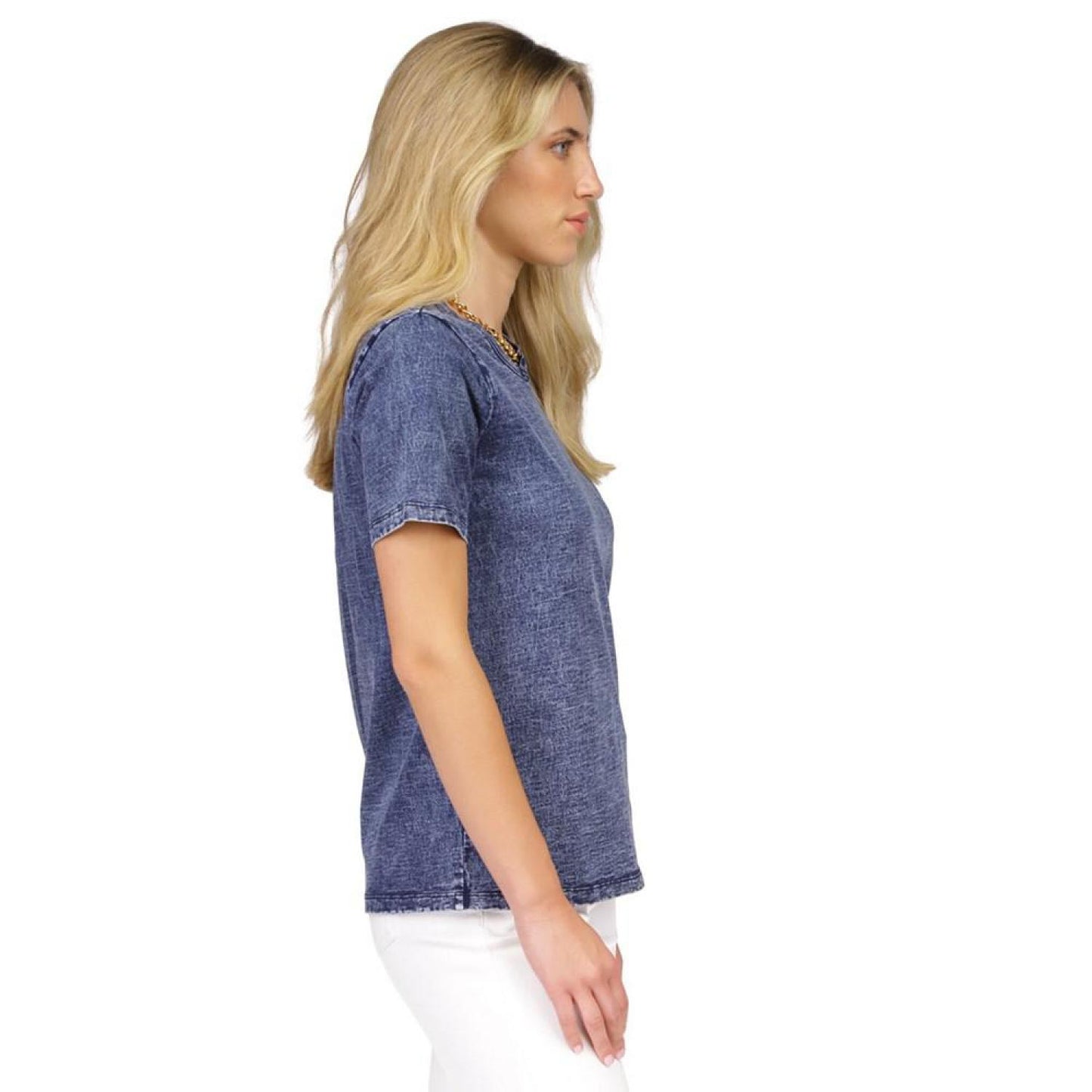 Women's Acid Wash Chain-Neck T-Shirt