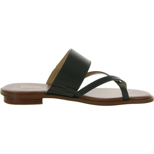 Sidney Flat Womens Leather Logo Slide Sandals