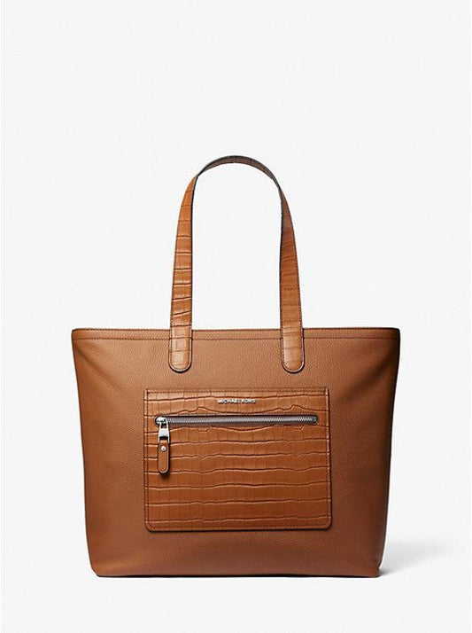 Hudson Textured Leather Top-Zip Tote Bag