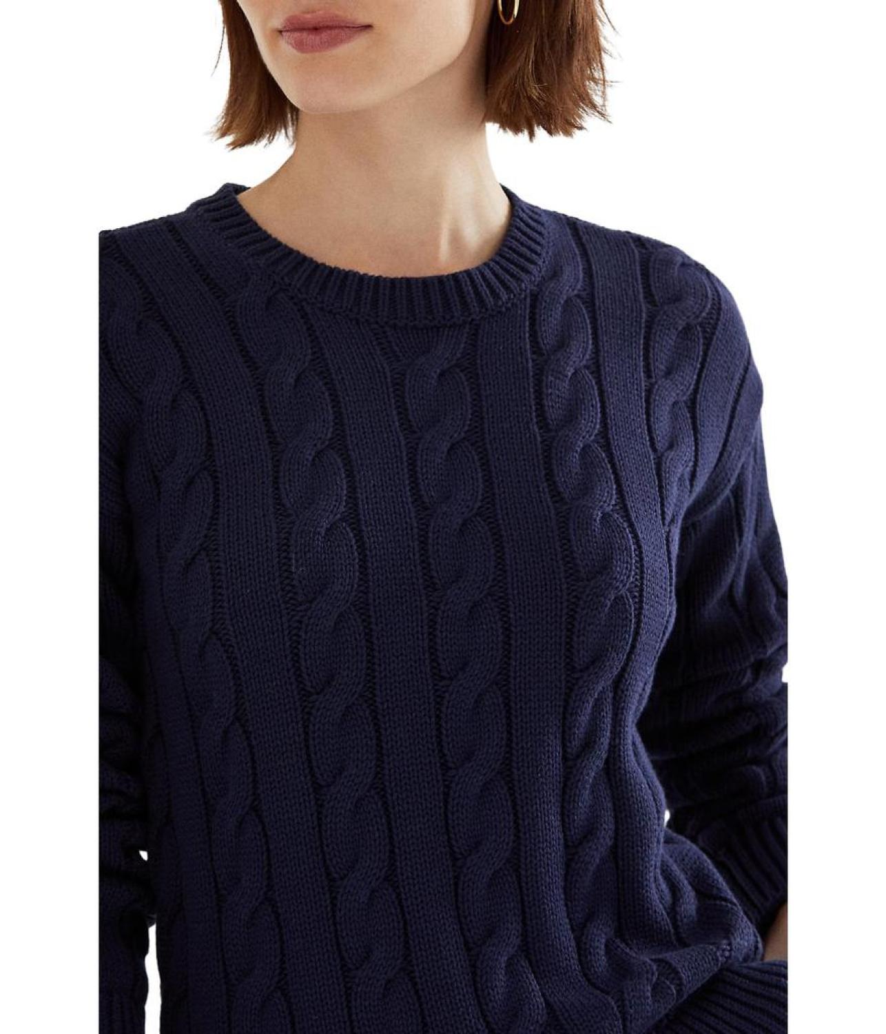 Layered Cotton-Blend Cable-Knit Sweater