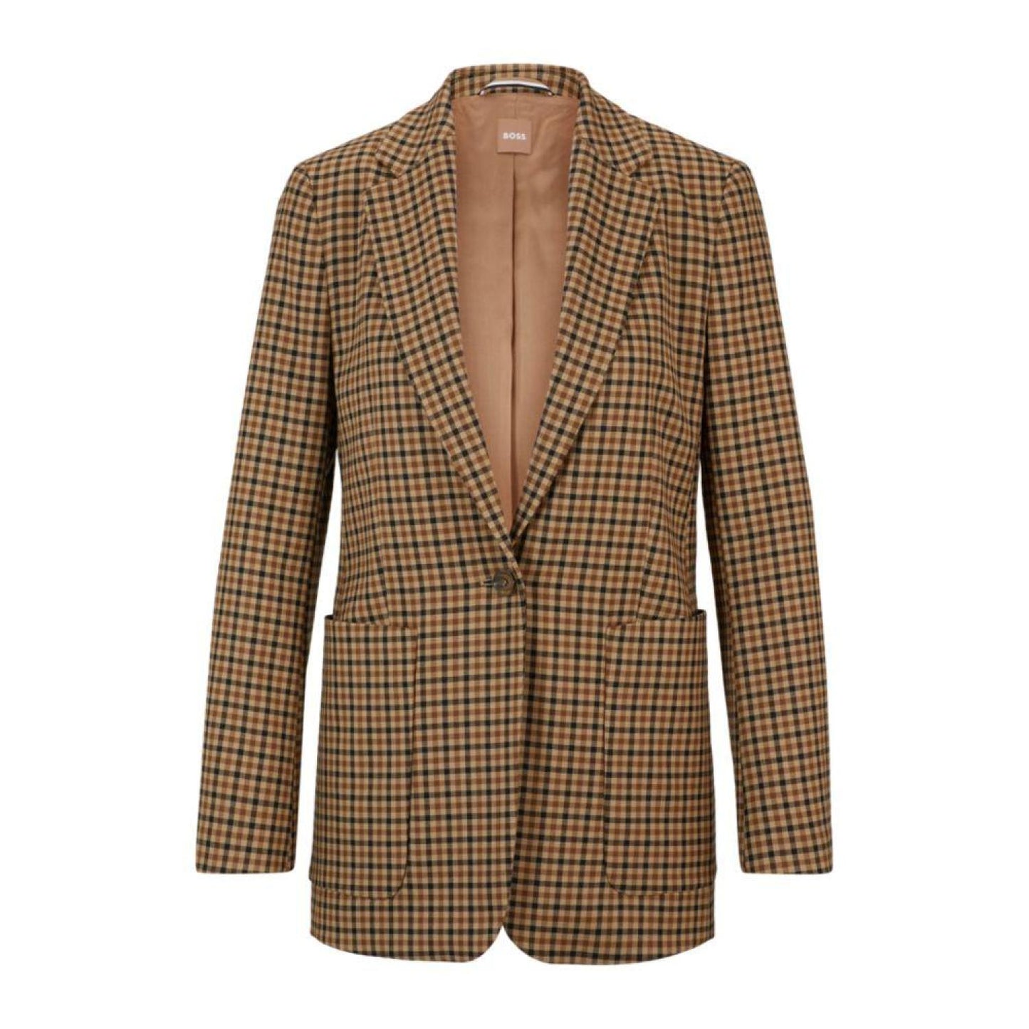 Longline regular-fit jacket in checked material