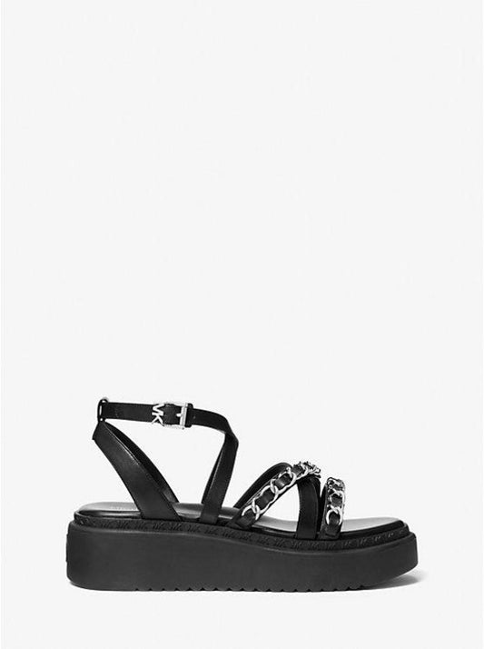 Issa Embellished Leather Flatform Sandal