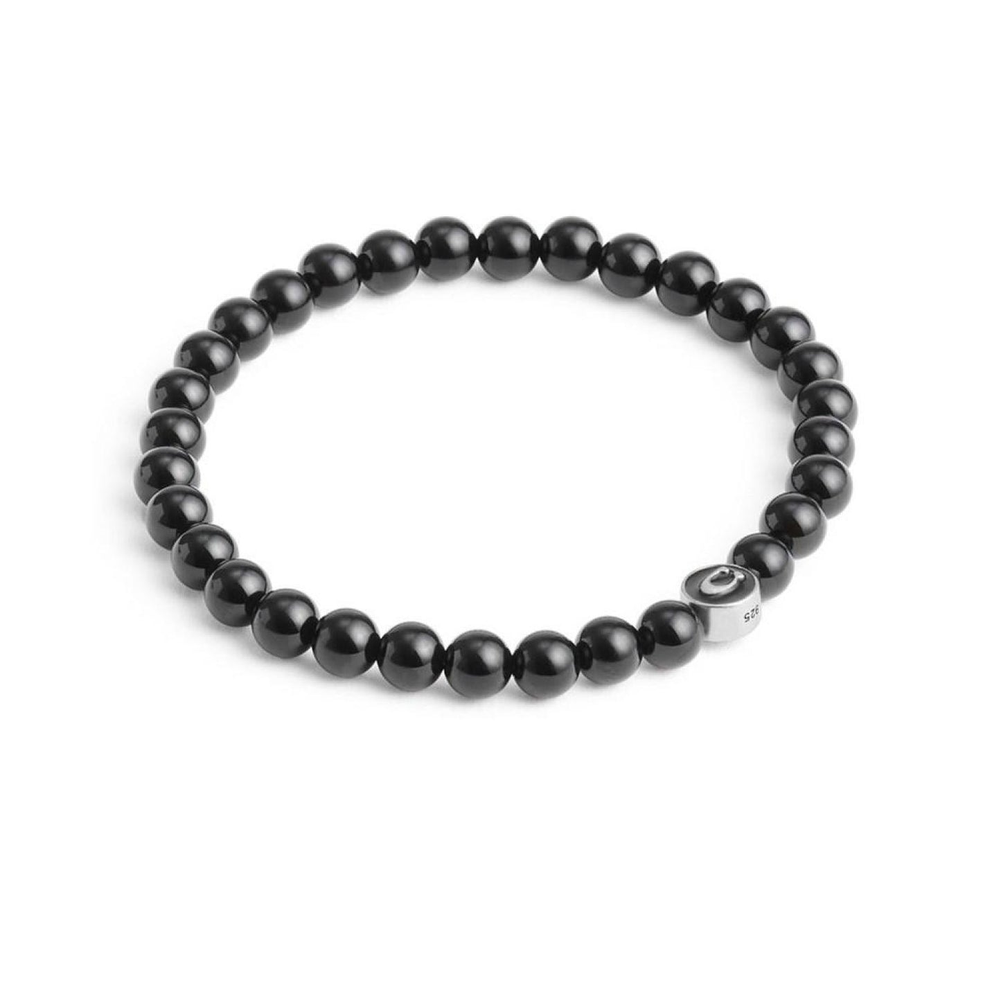 Men's Sterling Silver Signature Onyx Bead Stretch Bracelet