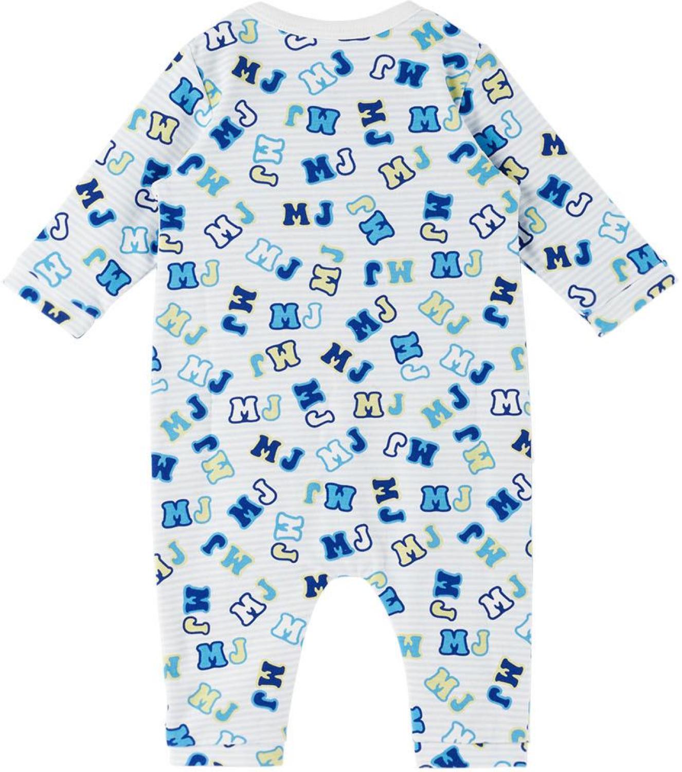 Baby White & Blue Striped Jumpsuit