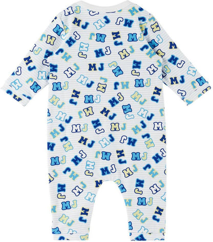 Baby White & Blue Striped Jumpsuit