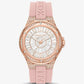 Oversized Lennox Pavé Rose Gold-Tone and Silicone Watch