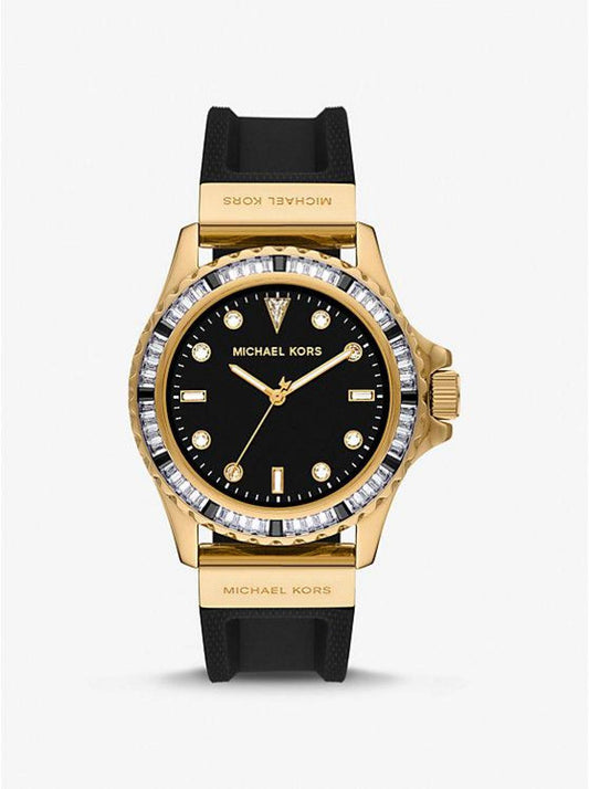 Oversized Everest Pavé Gold-Tone and Silicone Watch
