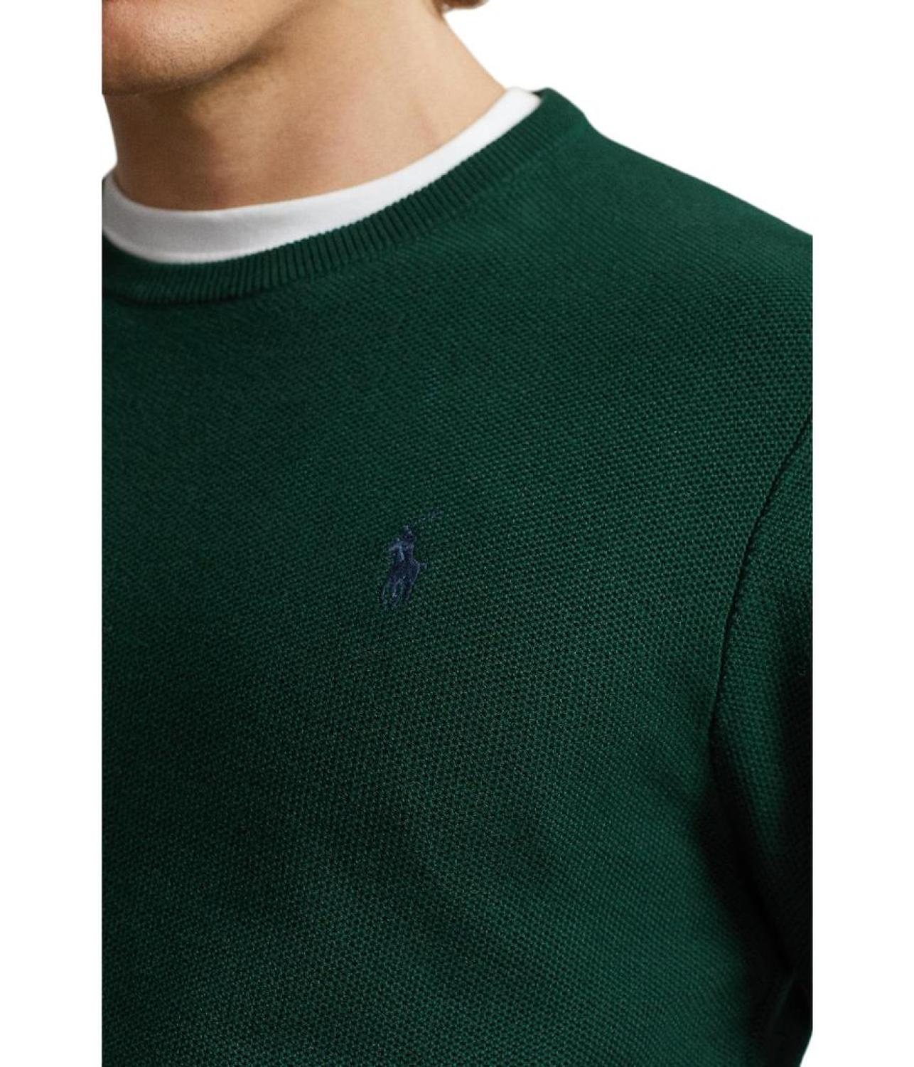 Textured Cotton Crew Neck Sweater