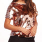 Sequin Tee In Rose