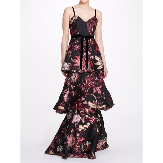 3-Tiered Sleeveless Velvet Gown