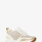 Allie Stride Leather and Glitter Chain-Mesh Trainer