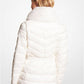 Faux Fur Trim Quilted Nylon Packable Puffer Jacket