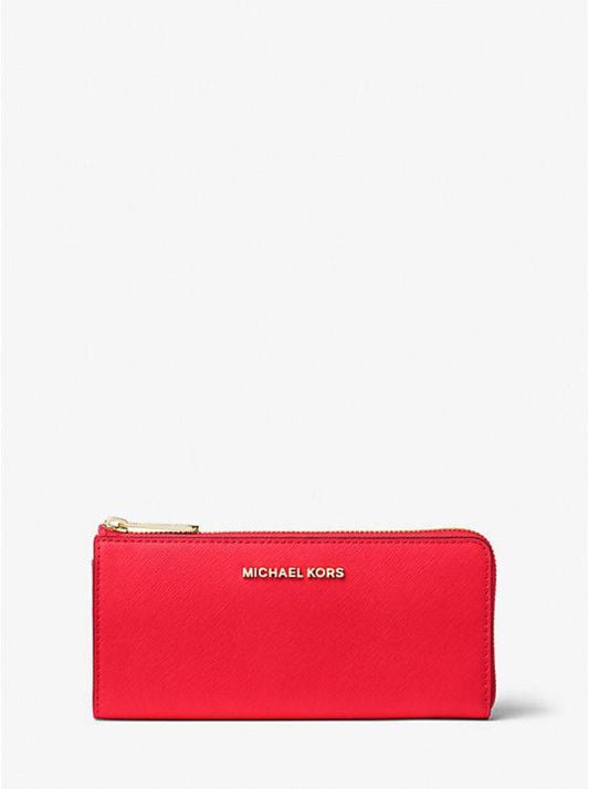 Jet Set Travel Large Saffiano Leather Quarter-Zip Wallet
